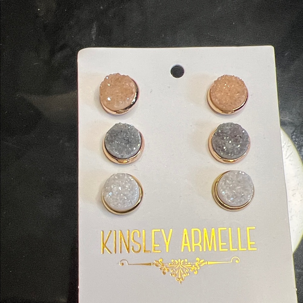 Kinsley Armelle Sparkling Druzy Earring Trio